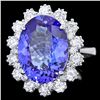 Image 1 : 14K WHITE GOLD 8.00CT TANZANITE 1.90CT DIAMOND RING