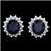 Image 1 : 14K WHITE GOLD 15CT SAPPHIRE 1.40CT DIAMOND EARRINGS