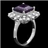 Image 2 : 14K WHITE GOLD 4.70CT AMETHYST 0.65CT DIAMOND RING