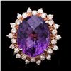 Image 1 : 14K ROSE GOLD 8.50CT AMETHYST 1.00CT DIAMOND RING