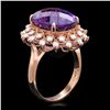 Image 2 : 14K ROSE GOLD 8.50CT AMETHYST 1.00CT DIAMOND RING