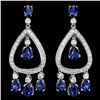 Image 1 : 14K WHITE GOLD 8CT SAPPHIRE 1.10CT DIAMOND EARRINGS