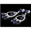 Image 2 : 14K WHITE GOLD 8CT SAPPHIRE 1.10CT DIAMOND EARRINGS