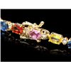 Image 2 : 14K YELLOW GOLD 14CT SAPPHIRE 0.50CT DIAMOND BRACELET