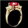 Image 2 : 14K YELLOW GOLD 5.00CT RUBY 1.10CT DIAMOND RING