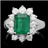 Image 1 : 14K WHITE GOLD 2.50CT EMERALD 1.20CT DIAMOND RING