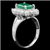 Image 2 : 14K WHITE GOLD 2.50CT EMERALD 1.20CT DIAMOND RING