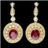 Image 1 : 14K YELLOW GOLD 7.50CT RUBY 2.60CT DIAMOND EARRINGS