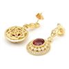 Image 3 : 14K YELLOW GOLD 7.50CT RUBY 2.60CT DIAMOND EARRINGS