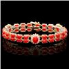 Image 1 : 14K YELLOW GOLD 16.5CT CORAL 1.20CT DIAMOND BRACELET