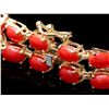 Image 2 : 14K YELLOW GOLD 16.5CT CORAL 1.20CT DIAMOND BRACELET