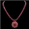 Image 1 : 14K YELLOW GOLD 90.5CT RUBY 1.80CT DIAMOND NECKLACE