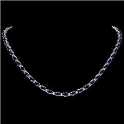 14K WHITE GOLD 26.50CT SAPPHIRE 1CT DIAMOND NECKLACE