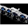 Image 3 : 14K WHITE GOLD 26.50CT SAPPHIRE 1CT DIAMOND NECKLACE