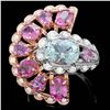 Image 1 : 14K GOLD 3.00CT AQUAMARINE SAPPHIRE 1CT DIAMOND RING