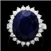 Image 1 : 14K WHITE GOLD 14.20CT SAPPHIRE 1.59CT DIAMOND RING