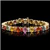 Image 1 : 14K YELLOW GOLD 23CT SAPPHIRE 1.50CT DIAMOND BRACELET