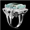 Image 2 : 14K WHITE GOLD 24.00CT AQUAMARINE 1.70CT DIAMOND RING