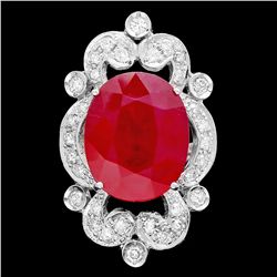 14K WHITE GOLD 13.50CT RUBY 1.15CT DIAMOND RING