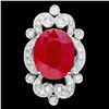 Image 1 : 14K WHITE GOLD 13.50CT RUBY 1.15CT DIAMOND RING