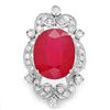 Image 3 : 14K WHITE GOLD 13.50CT RUBY 1.15CT DIAMOND RING