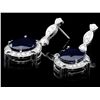 Image 2 : 14K WHITE GOLD 20CT SAPPHIRE 1.10CT DIAMOND EARRINGS