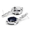 Image 3 : 14K WHITE GOLD 20CT SAPPHIRE 1.10CT DIAMOND EARRINGS