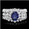 Image 1 : 14K WHITE GOLD 1.00CT SAPPHIRE 1.55CT DIAMOND RING