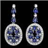 Image 1 : 14K WHITE GOLD 11.50CT SAPPHIRE 3CT DIAMOND EARRINGS