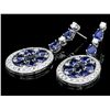 Image 2 : 14K WHITE GOLD 11.50CT SAPPHIRE 3CT DIAMOND EARRINGS