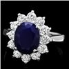 Image 1 : 14K WHITE GOLD 3.00CT SAPPHIRE 1CT DIAMOND RING