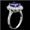 Image 2 : 14K WHITE GOLD 3.00CT SAPPHIRE 1CT DIAMOND RING