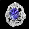 Image 1 : 14K WHITE GOLD 7.50CT TANZANITE 1.10CT DIAMOND RING