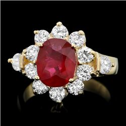 14K YELLOW GOLD 3.50CT RUBY 1.40CT DIAMOND RING