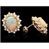 Image 2 : 14K YELLOW GOLD 4.00CT OPAL 1.30CT DIAMOND EARRINGS