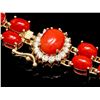 Image 2 : 14K YELLOW GOLD 27CT CORAL 0.70CT DIAMOND BRACELET