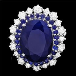 14K WHITE GOLD 8.15CT SAPPHIRE 0.90CT DIAMOND RING