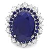 Image 3 : 14K WHITE GOLD 8.15CT SAPPHIRE 0.90CT DIAMOND RING