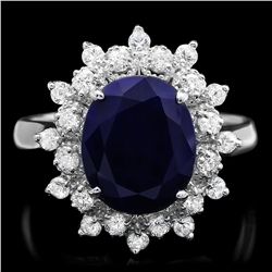 14K WHITE GOLD 4.00CT SAPPHIRE 0.65CT DIAMOND RING