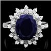 Image 1 : 14K WHITE GOLD 4.00CT SAPPHIRE 0.65CT DIAMOND RING