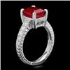 Image 2 : 14K WHITE GOLD 4.17CT RUBY 0.35CT DIAMOND RING