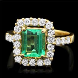 14K YELLOW GOLD 1.80CT EMERALD 1.00CT DIAMOND RING