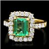 Image 1 : 14K YELLOW GOLD 1.80CT EMERALD 1.00CT DIAMOND RING