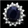 Image 1 : 14K WHITE GOLD 6.50CT SAPPHIRE 0.85CT DIAMOND RING