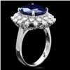 Image 2 : 14K WHITE GOLD 6.50CT SAPPHIRE 0.85CT DIAMOND RING