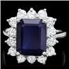 Image 1 : 14K WHITE GOLD 4.70CT SAPPHIRE 1.30CT DIAMOND RING