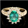 Image 1 : 14K YELLOW GOLD 1.70CT EMERALD 0.75CT DIAMOND RING