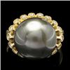 Image 1 : 14K YELLOW GOLD 14 X 14MM PEARL 0.64CT DIAMOND RING