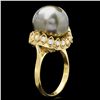 Image 2 : 14K YELLOW GOLD 14 X 14MM PEARL 0.64CT DIAMOND RING