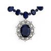 Image 2 : 14K WHITE GOLD 86CT SAPPHIRE 1.40CT DIAMOND NECKLACE